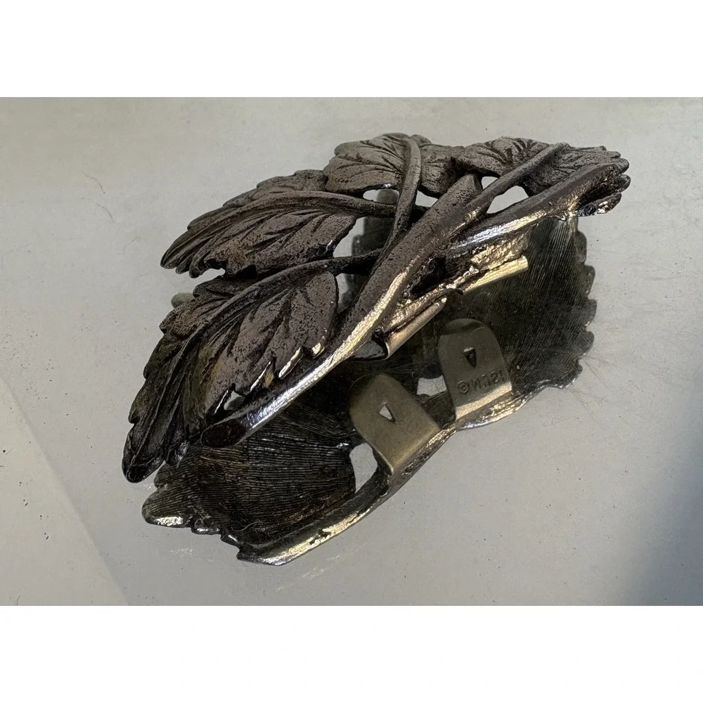 Vintage Musi Dress Shoe Clips Darkened Silver Cut Steel  Leaf 3